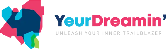 YeurDreamin logo - the three countries of Benelux superimposed on top of one another in a lurid light blue, dark blue and pink colour scheme