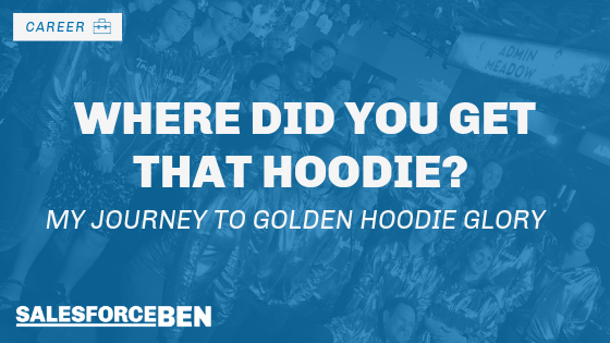 Picture of lots of people wearing golden hoodies superimposed on the article title