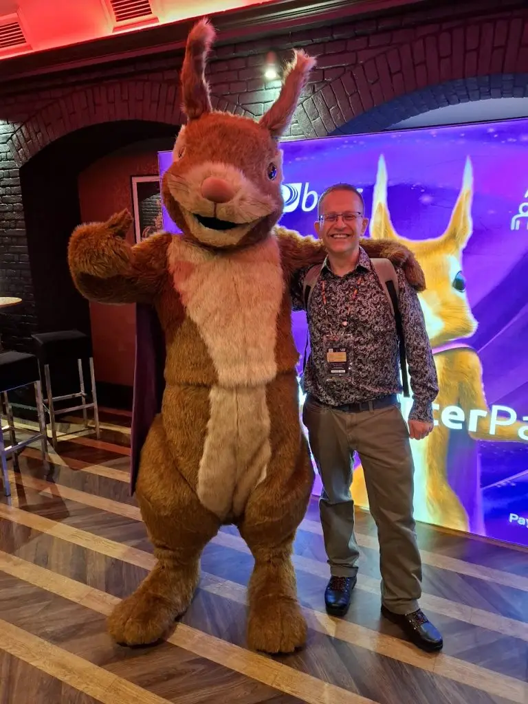 Paul with a human-sized hamster